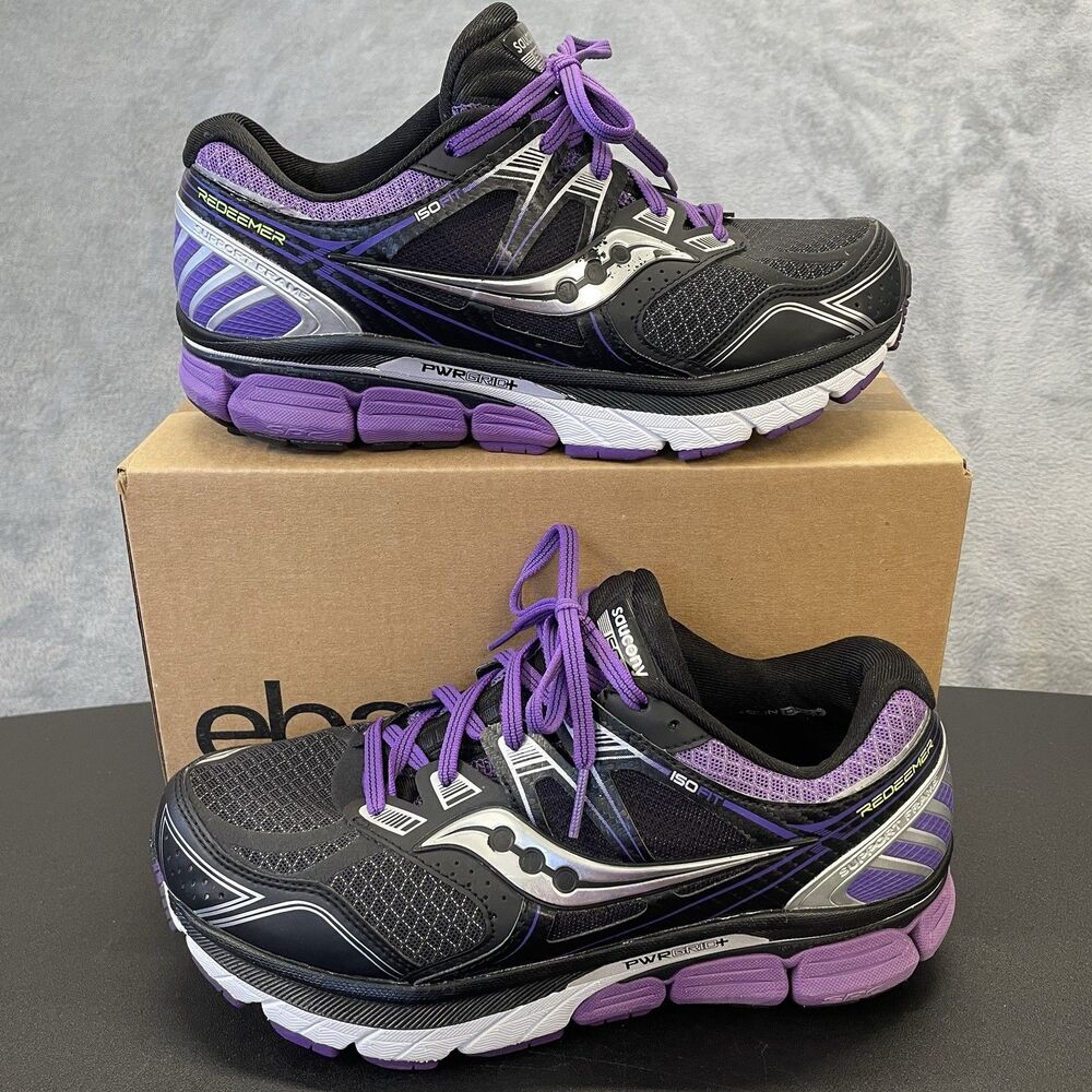 Saucony Redeemer ISO Women Sz 9 Wide Running Shoes Black Purple Silver S10280-2